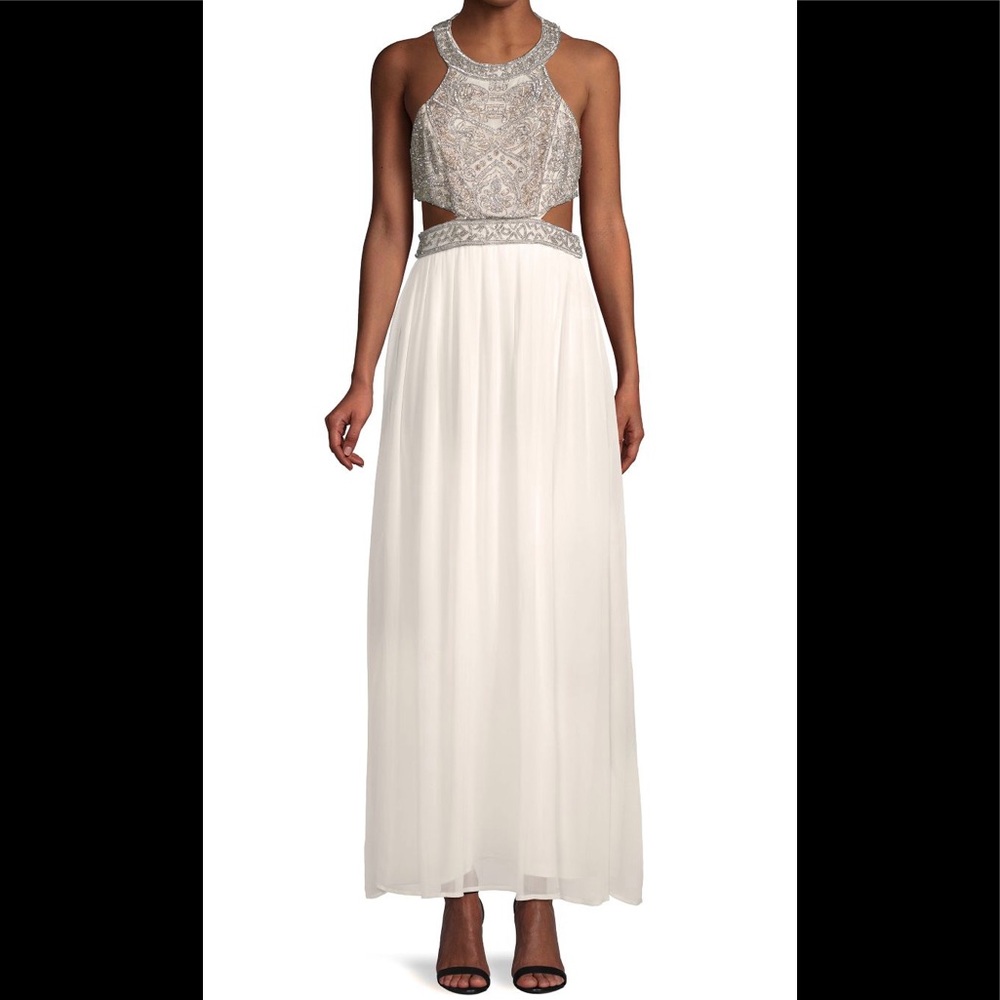 Parker Black Embellished Gown in Ivory
